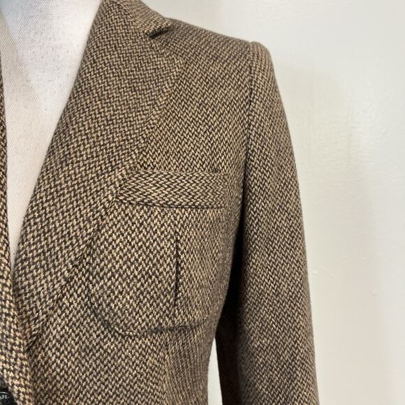 Chaps Blazer Jacket Sz 4 Brown Tweed Wool Rider Equestrian Polo Career Casual - Picture 4 of 10